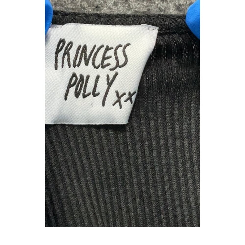 Princess Polly Black Ribbed Cropped Flirty Baby Tee T-Shirt Crop Top Y2K Inspo - Picture 13 of 15